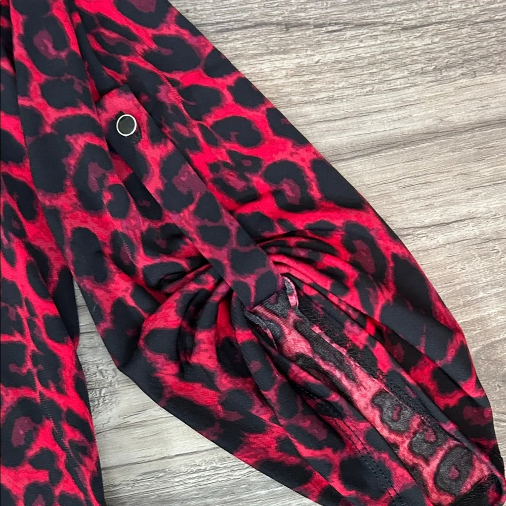 Cato Red and Black Animal Print Blouse - Picture 3 of 4